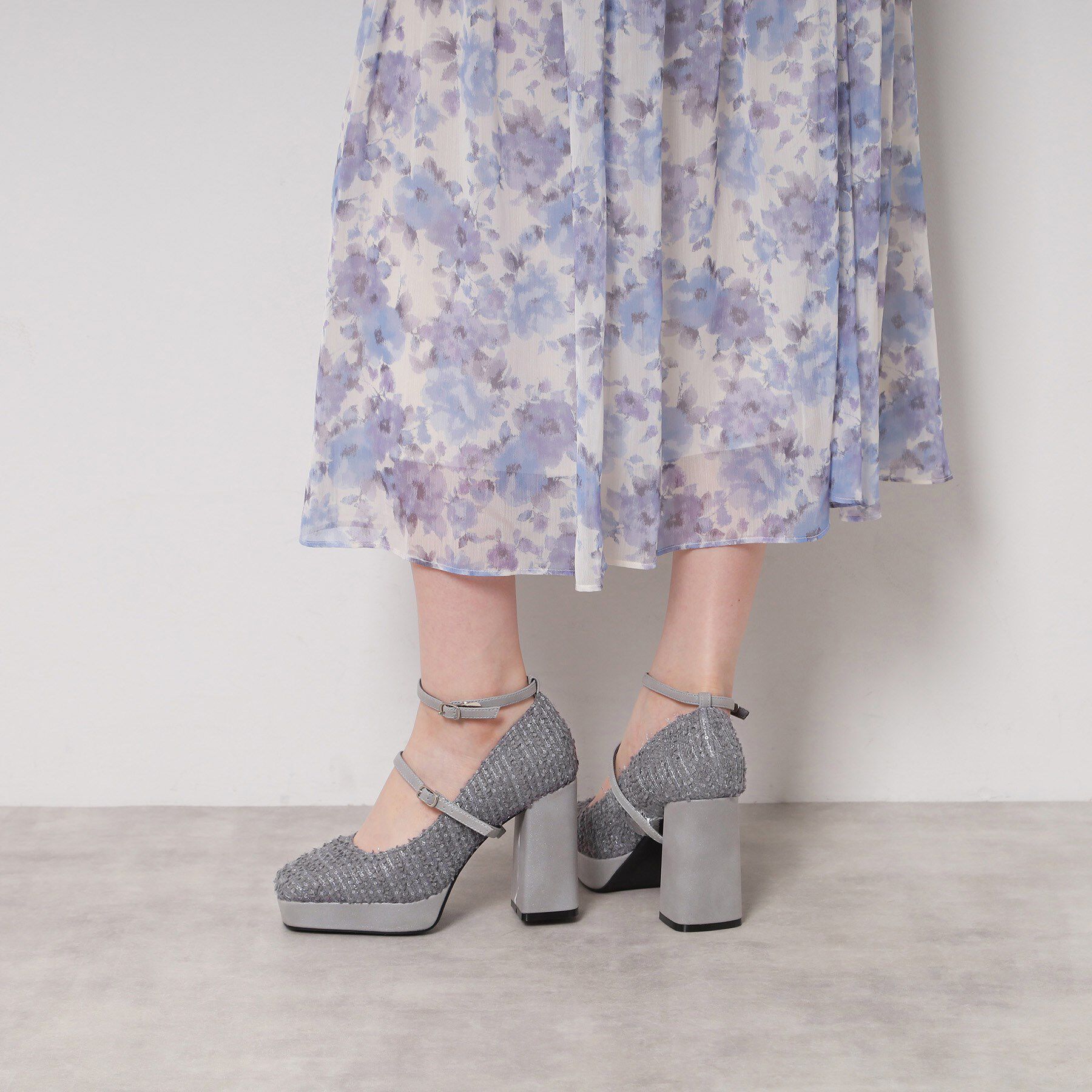 ESPERANZA「スクエアトゥダブルストラップ厚底パンプス」|パンプス|