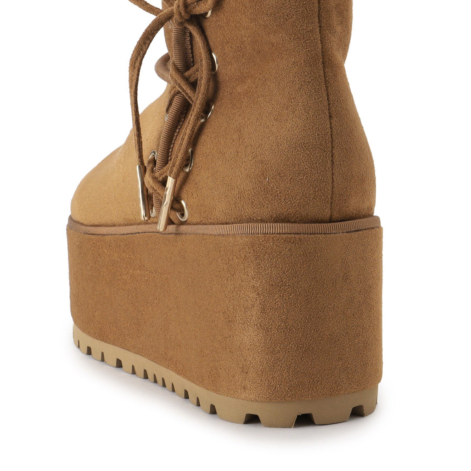 ESPERANZA「【EC先行販売】厚底レースアップリボンフェイクムートンブーツ」|ショートブーツ|