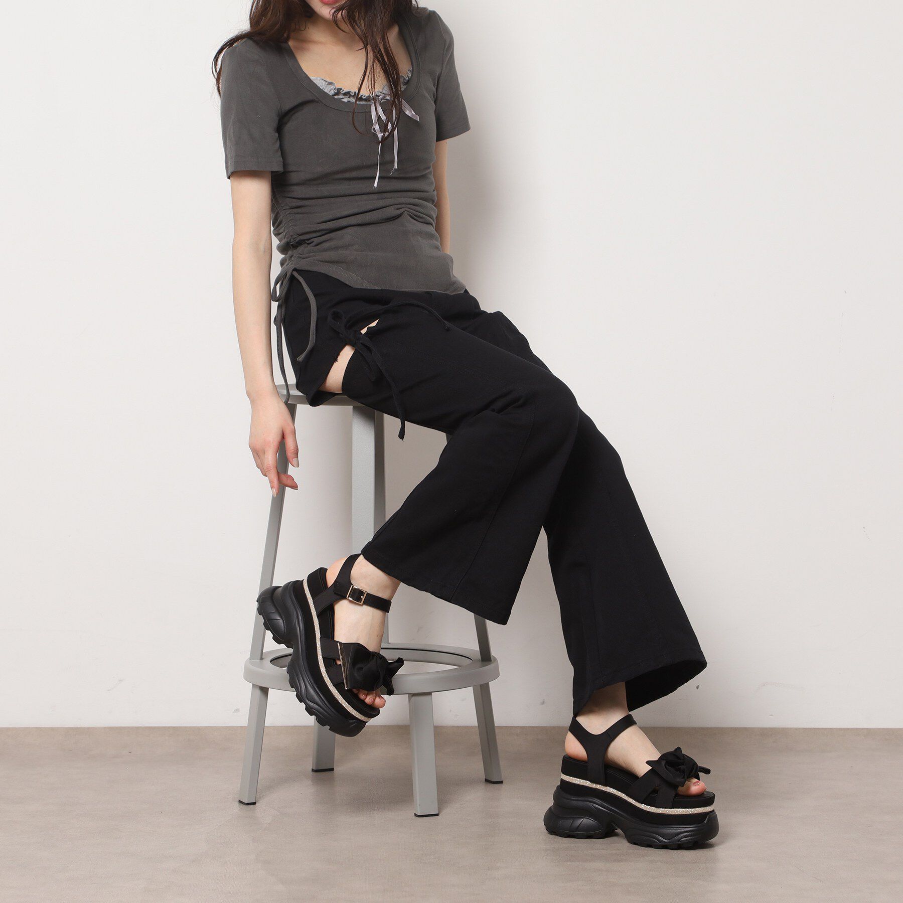 ESPERANZA「グリッターラインリボンスポサン」|サンダル|