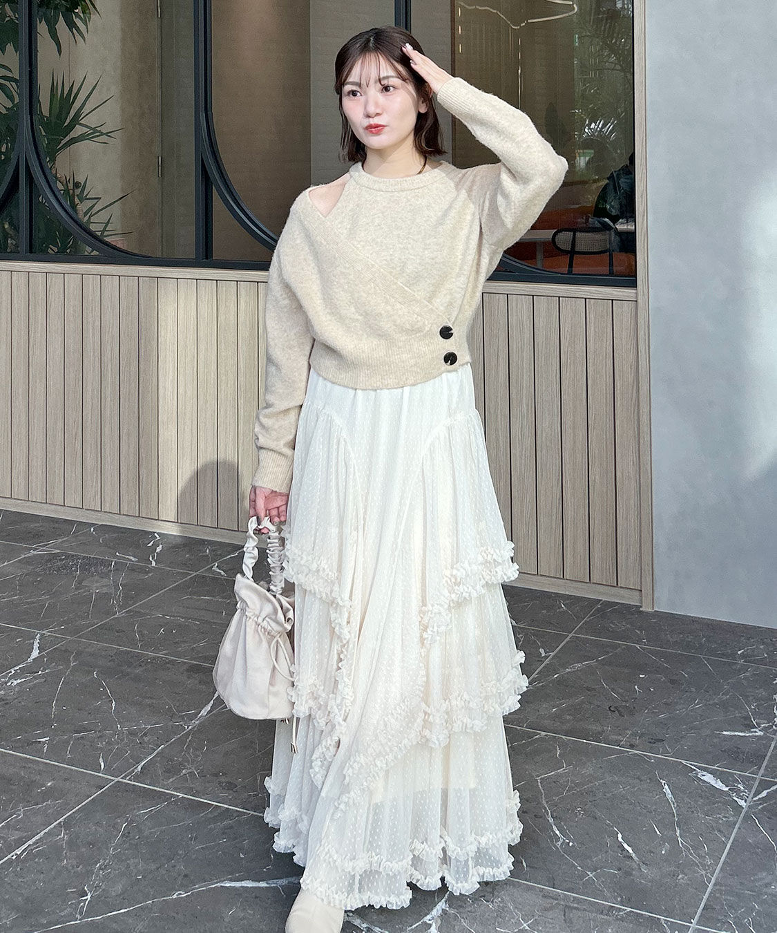 COCO DEAL「ドットチュールティアードフレアスカート」|スカート|