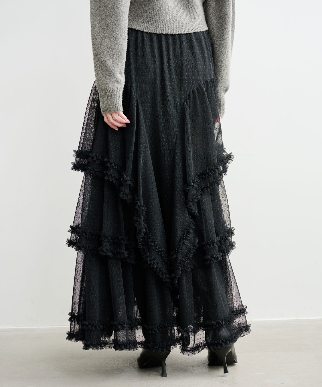 COCO DEAL「ドットチュールティアードフレアスカート」|スカート|