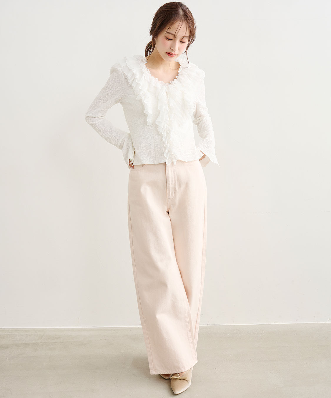 COCO DEAL「レースフリルカットジャカードトップス」|Tシャツ・カットソー|