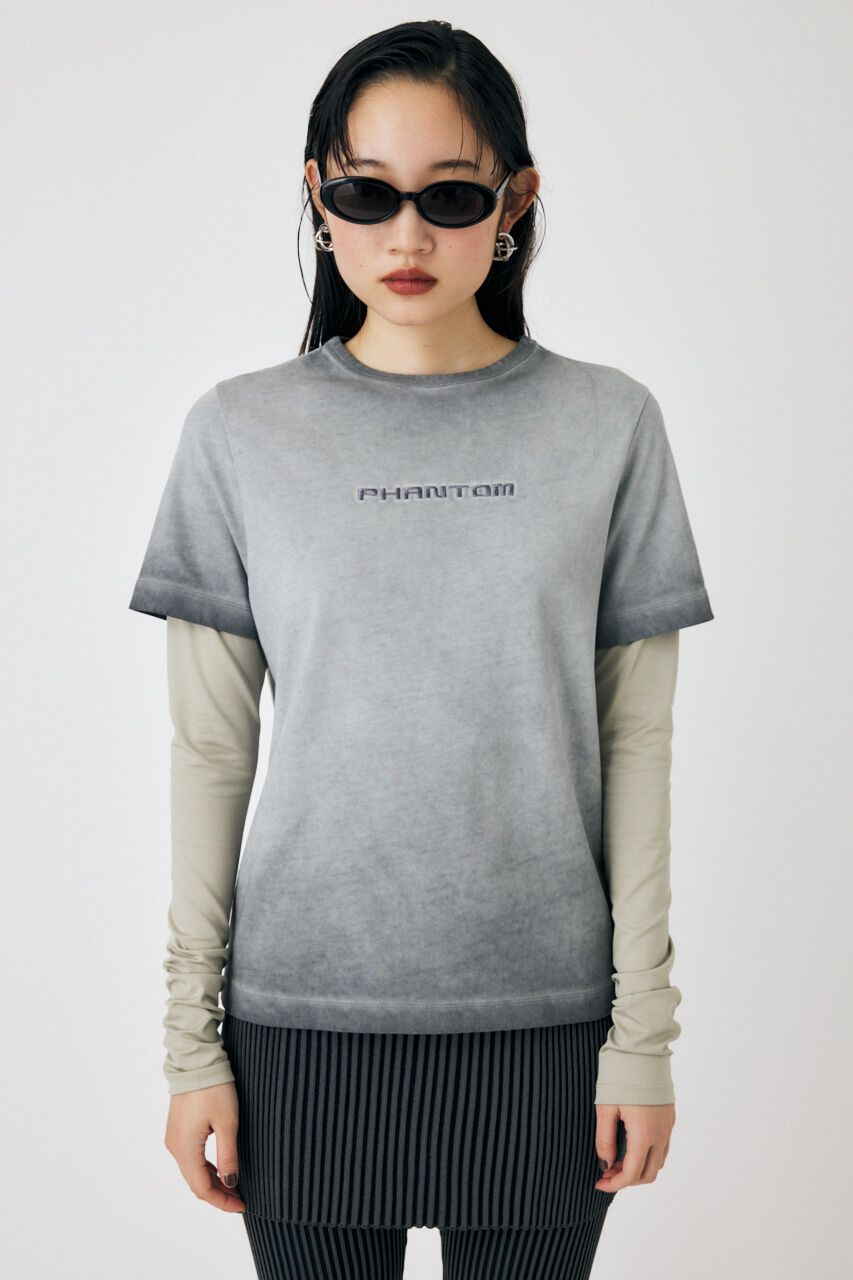MOUSSY「LAYERED LIKE EMBROIDERY LS Tシャツ」|Tシャツ・カットソー|GRY
