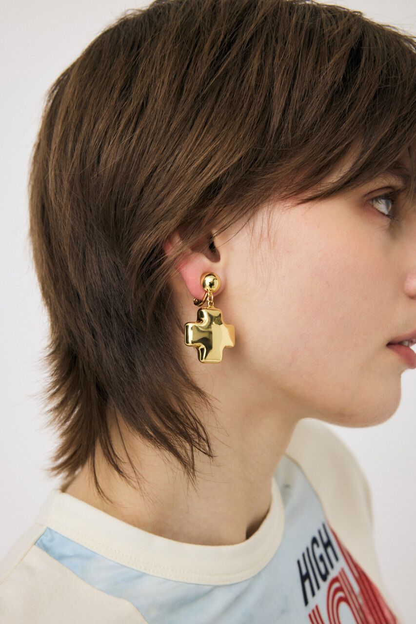 MOUSSY「PUFFED CROSS CLIP イヤリング」|ピアス|