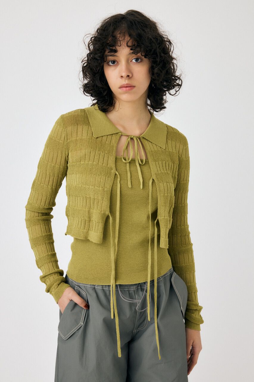 MOUSSY「KNIT キャミ & RIBBON シャツセット」|シャツ・ブラウス|L/KHA1