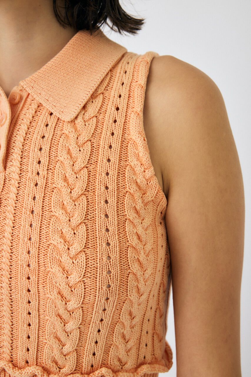 MOUSSY「CABLE KNIT POLO タンク」|タンクトップ|