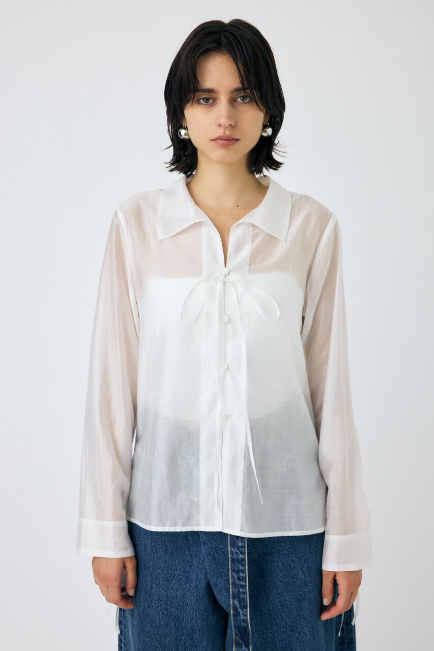 MOUSSY「RIBBON シアーシャツ」|シャツ・ブラウス|