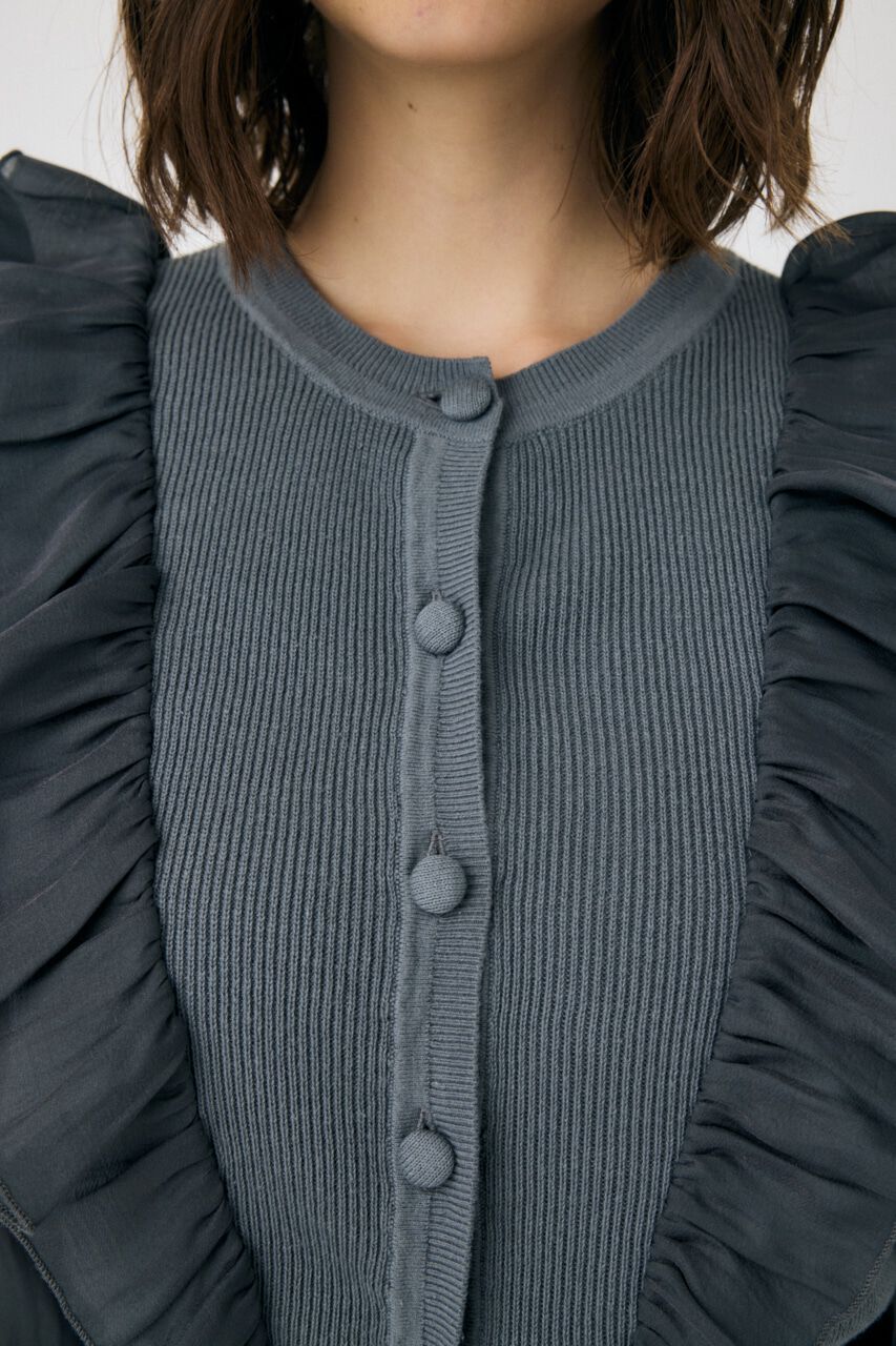MOUSSY「WOVEN FRILLS カーディガン」|ニット・セーター|