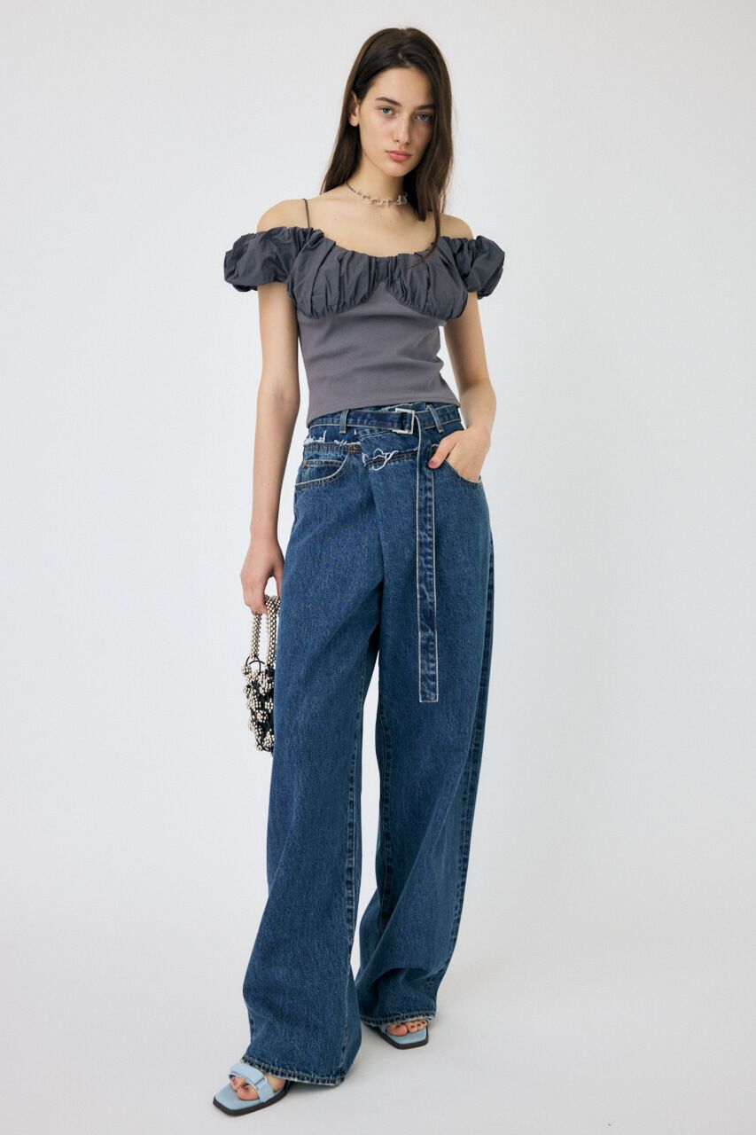 MOUSSY「VOLUME SLEEVE DOCKING トップス」|Tシャツ・カットソー|