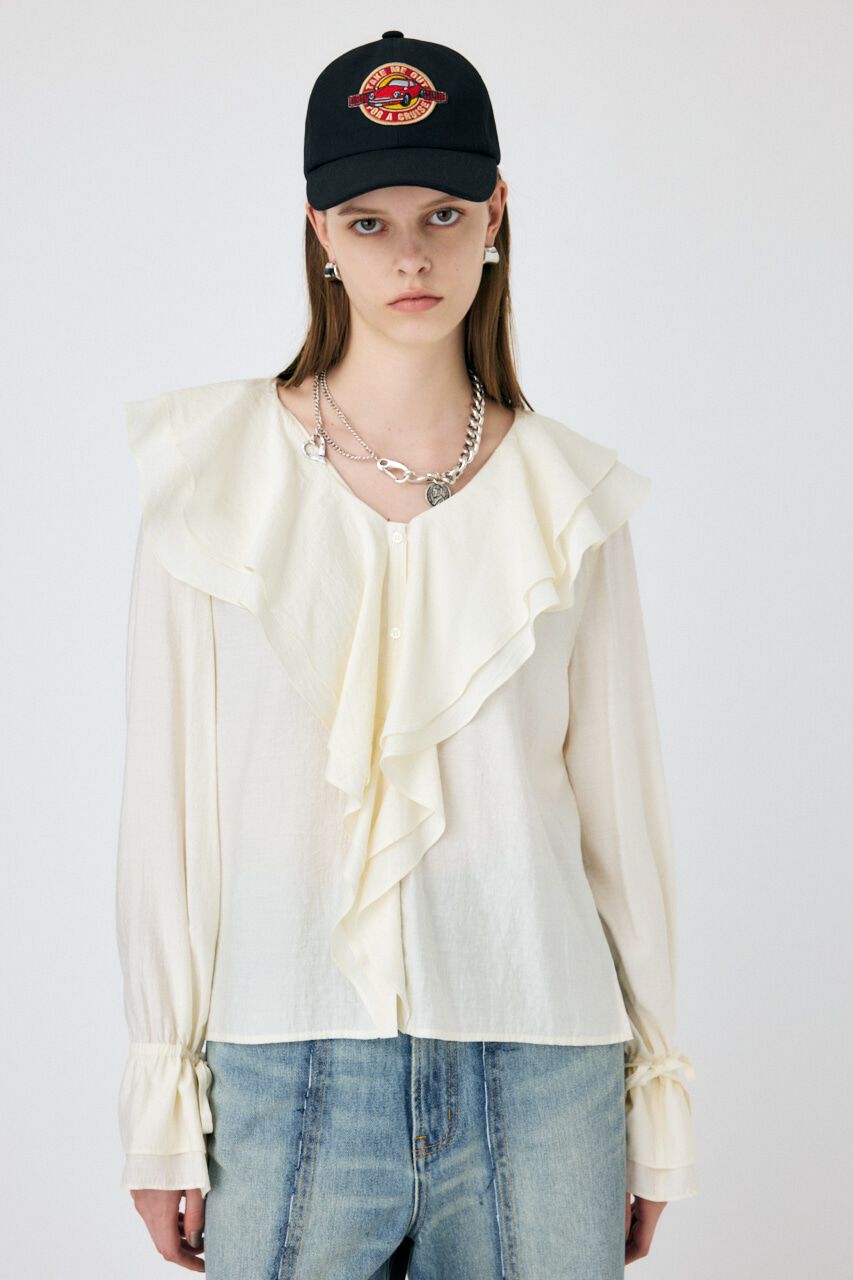 MOUSSY「RUFFLE ブラウス」|シャツ・ブラウス|O/WHT1