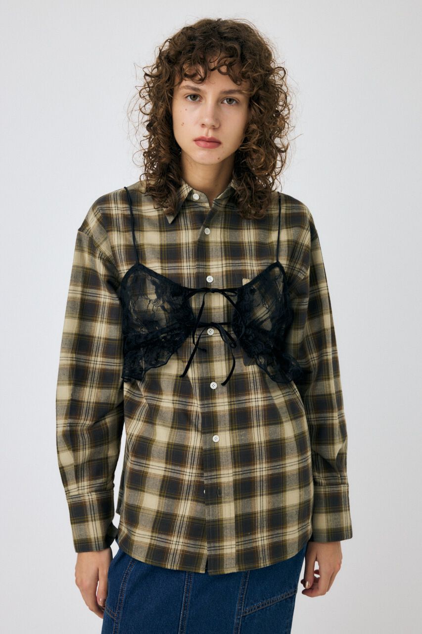MOUSSY「LACY BUSTIER レイヤードシャツ」|シャツ・ブラウス|柄BRN5