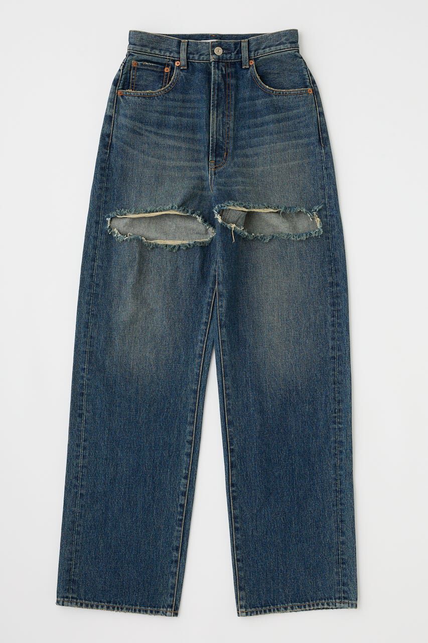 MOUSSY「CUT OUT LOOSE ストレートデニム」|デニム|