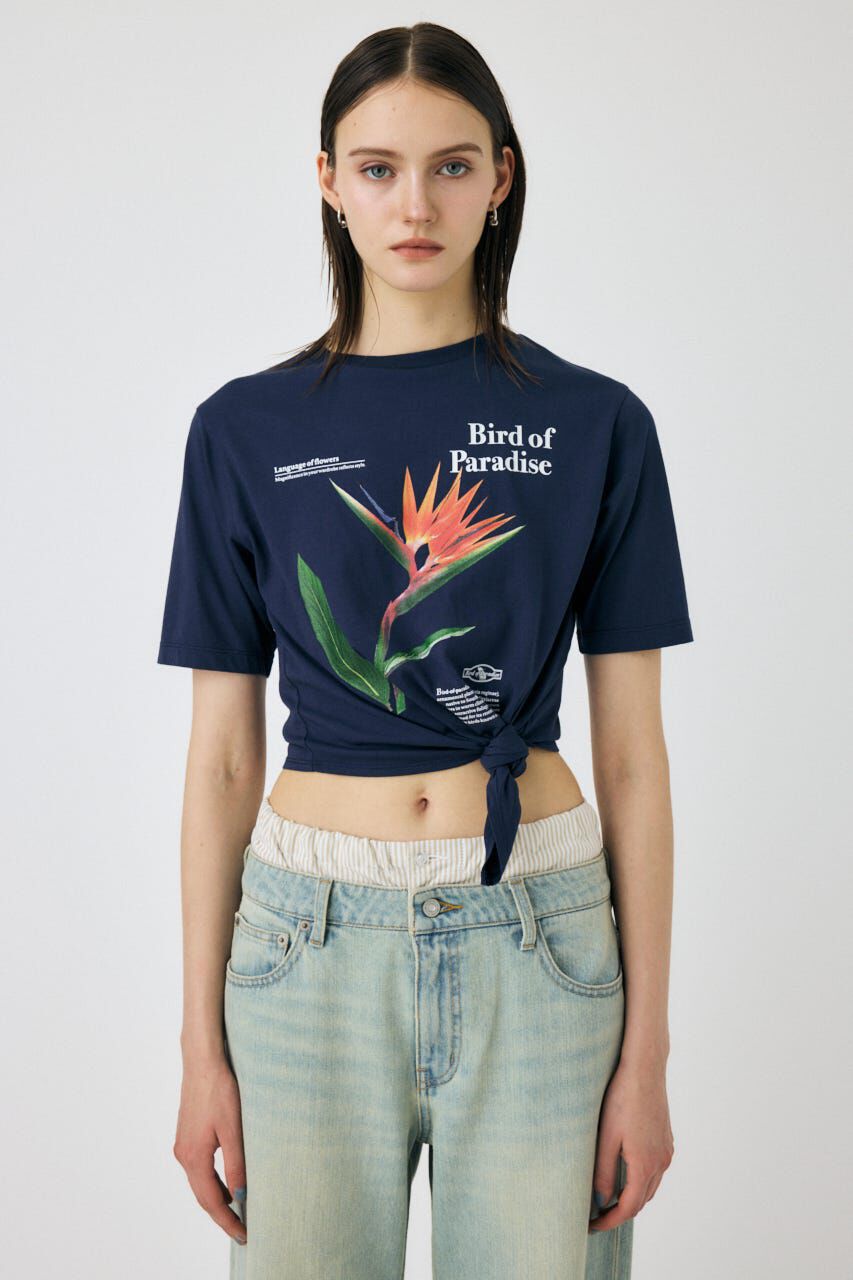 MOUSSY「ASYMMETRY フラワー TEE」|Tシャツ・カットソー|NVY