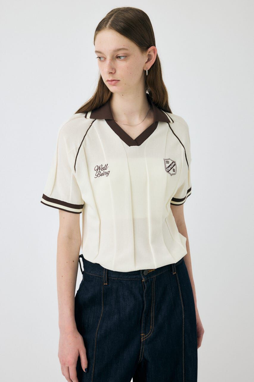 MOUSSY「H/S KNIT GAME シャツ」|ニット・セーター|O/WHT1