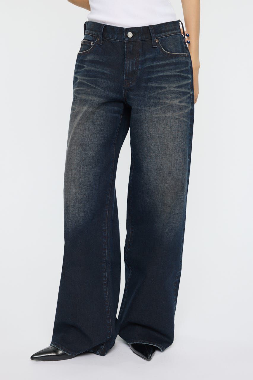 MOUSSY「DIRT EFFECTED WIDE STRAIGHT デニムパンツ」|デニム|