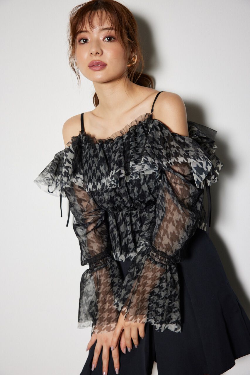 rienda「2WAYギャザーオフショルチュールブラウス」|シャツ・ブラウス|