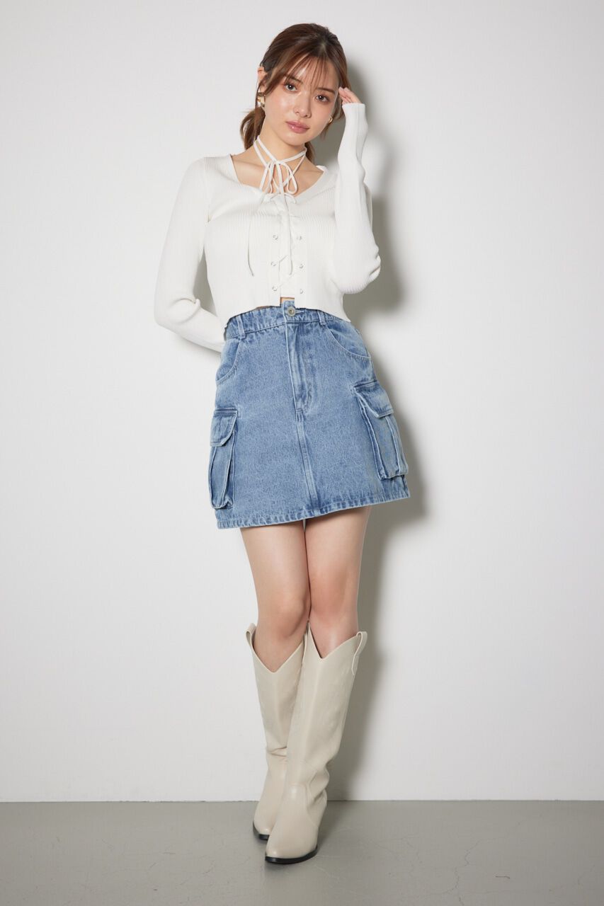 rienda「カーゴデニムジャストウエストスコートショートパンツ」|その他|BLU