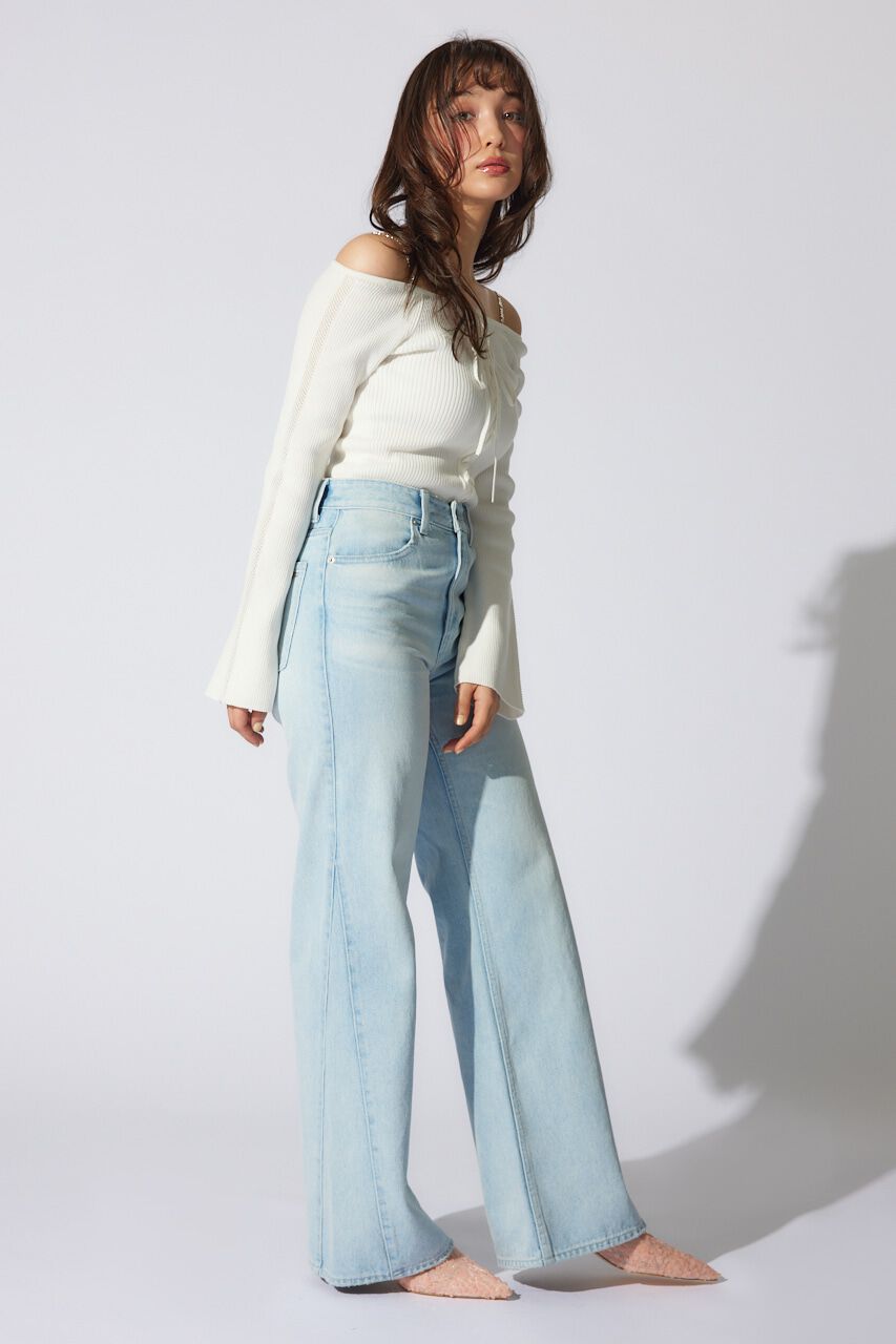 rienda「サイドVラインジャストウエストパンツ」|デニム|