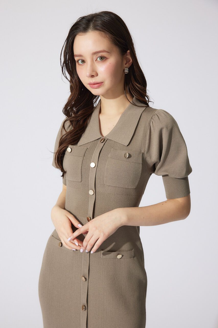 rienda「パフスリーブニットタイトワンピース」|ワンピース|