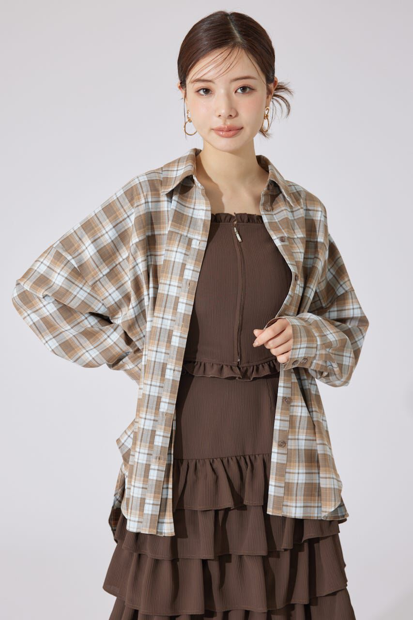 rienda「オーバールーズシャツトップス」|シャツ・ブラウス|L/BLU1