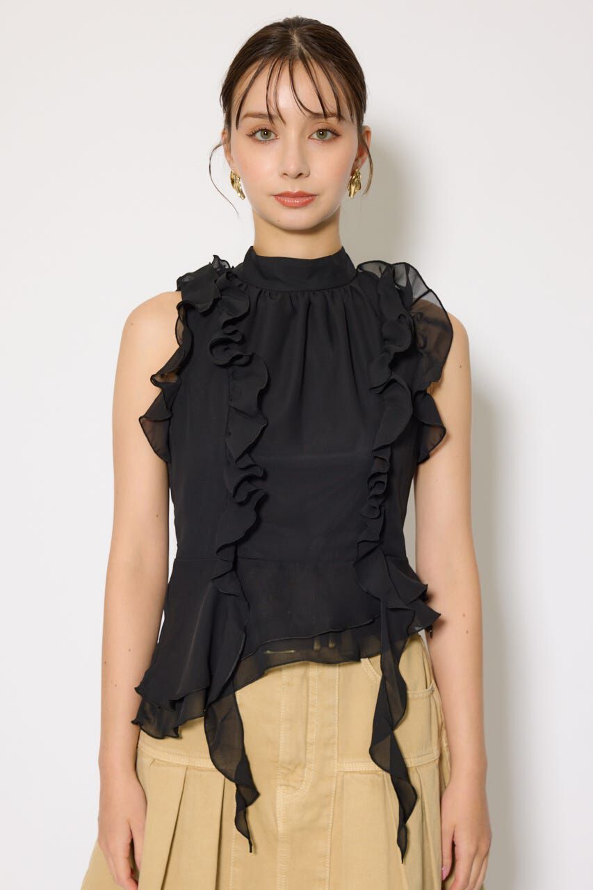 rienda「ボウタイフリルペプラムブラウス」|シャツ・ブラウス|