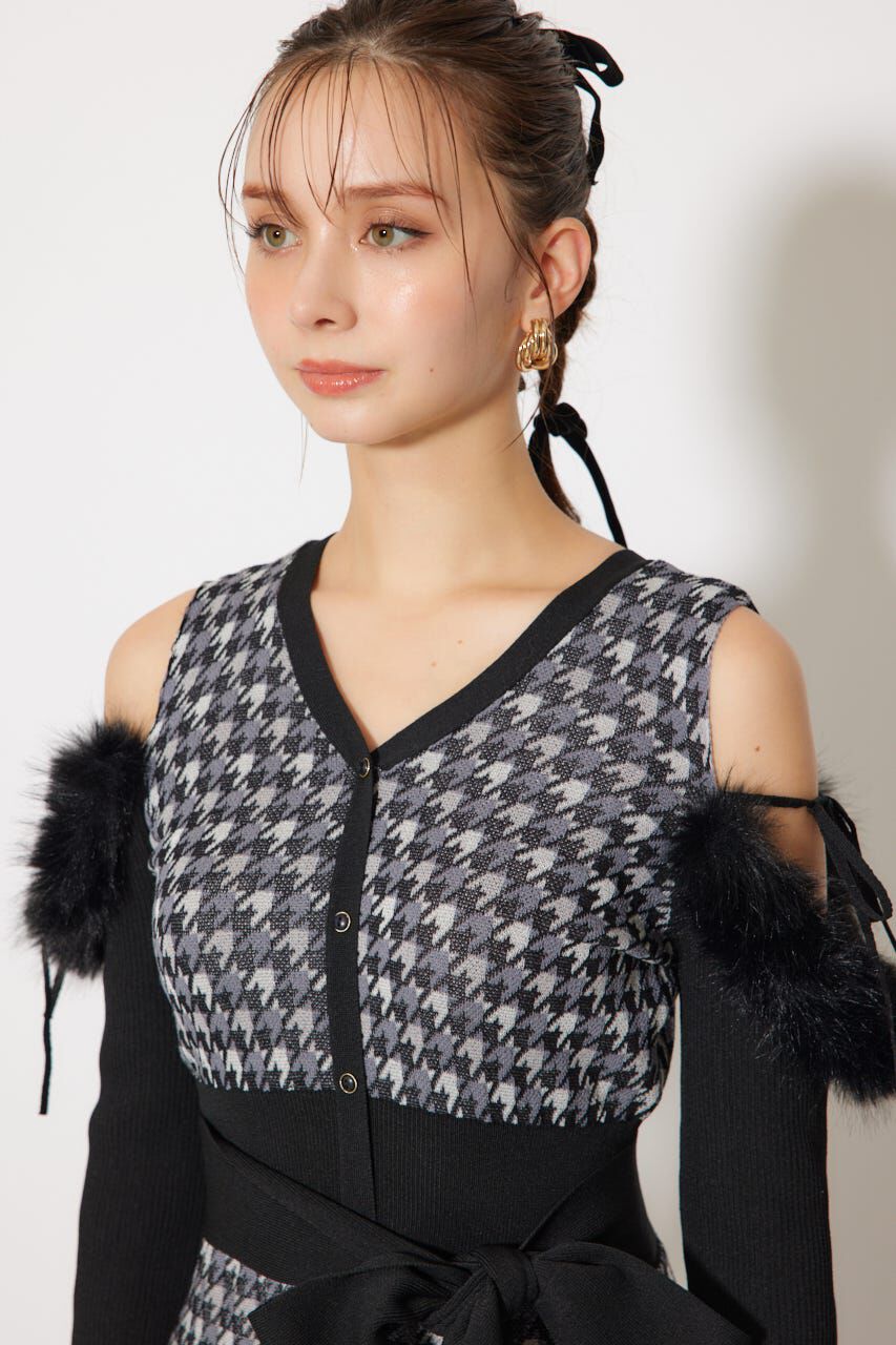 rienda「many wayフェイクファージャガードミニニットワンピース」|ワンピース|