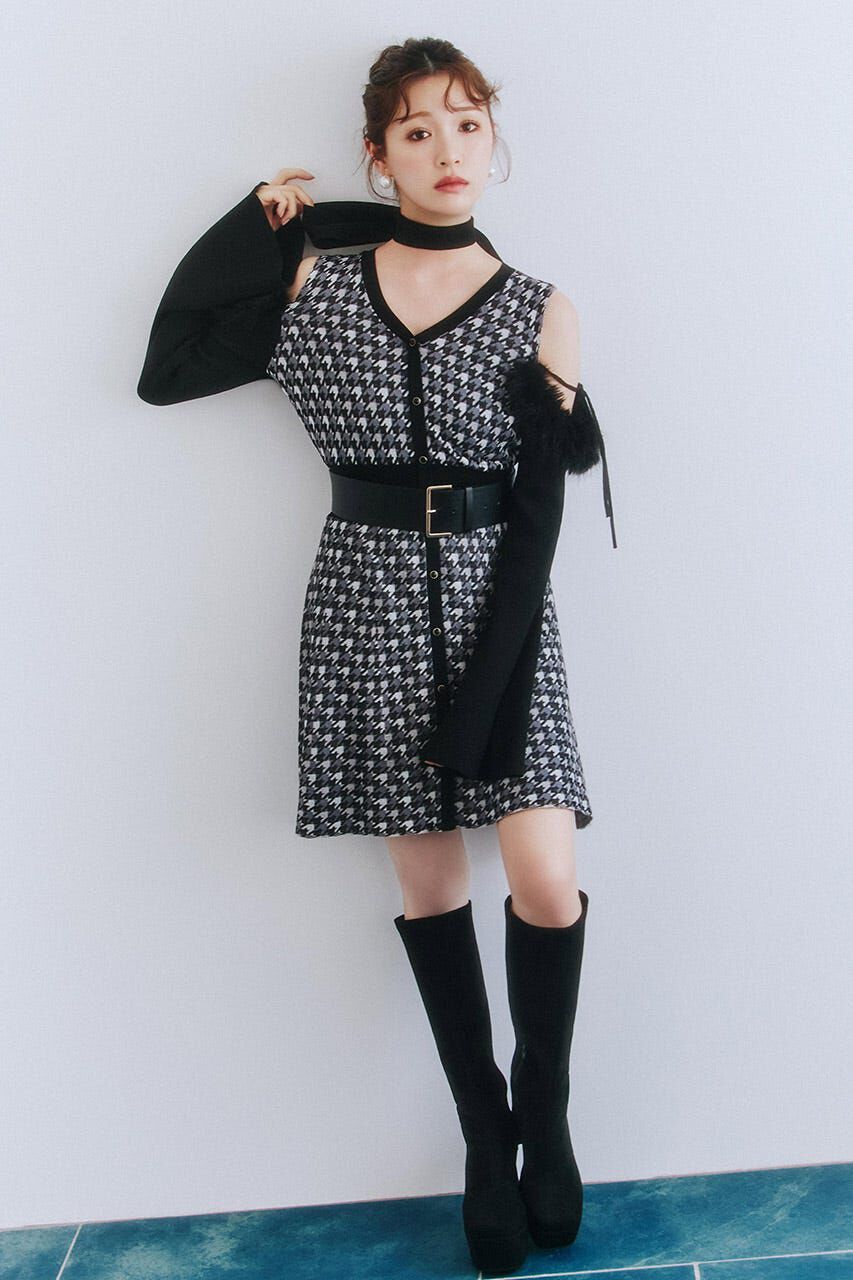 rienda「many wayフェイクファージャガードミニニットワンピース」|ワンピース|