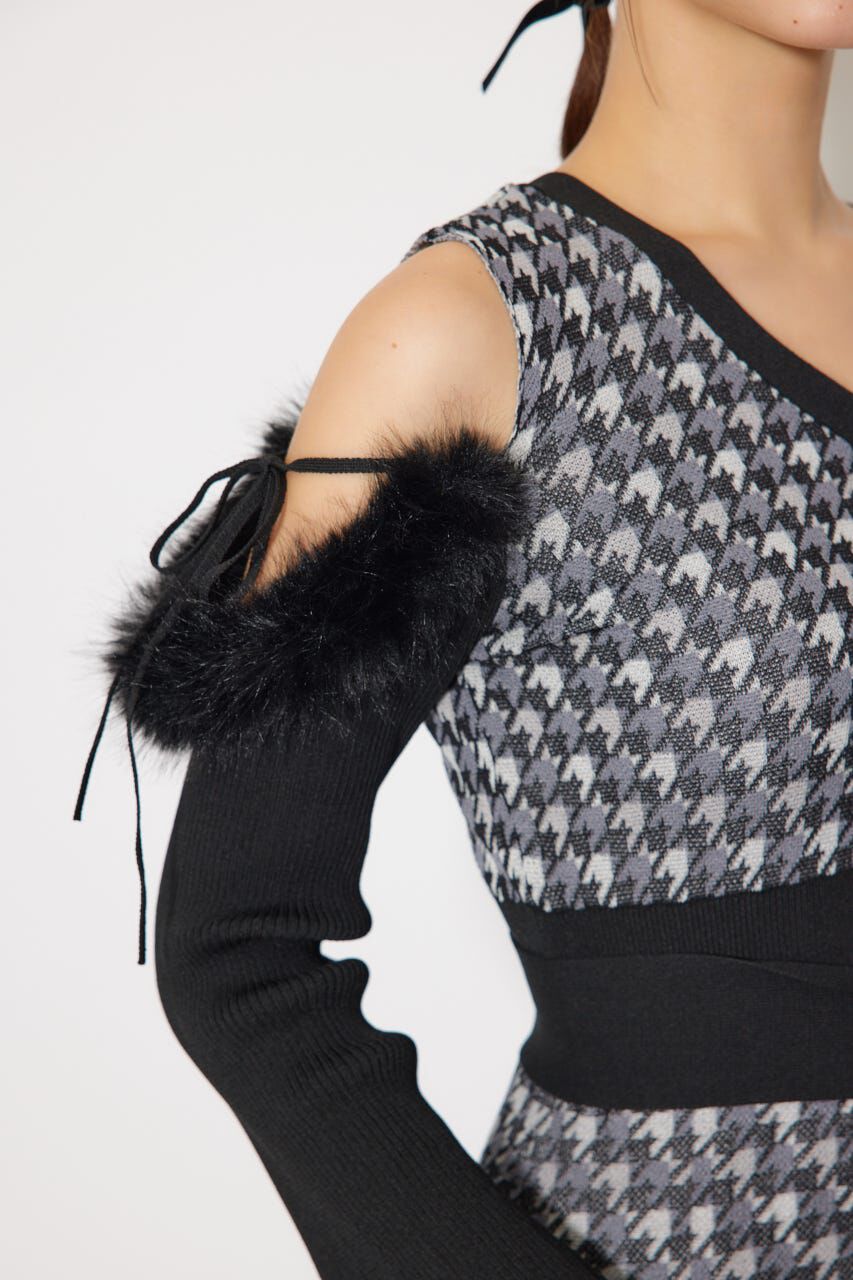 rienda「many wayフェイクファージャガードミニニットワンピース」|ワンピース|