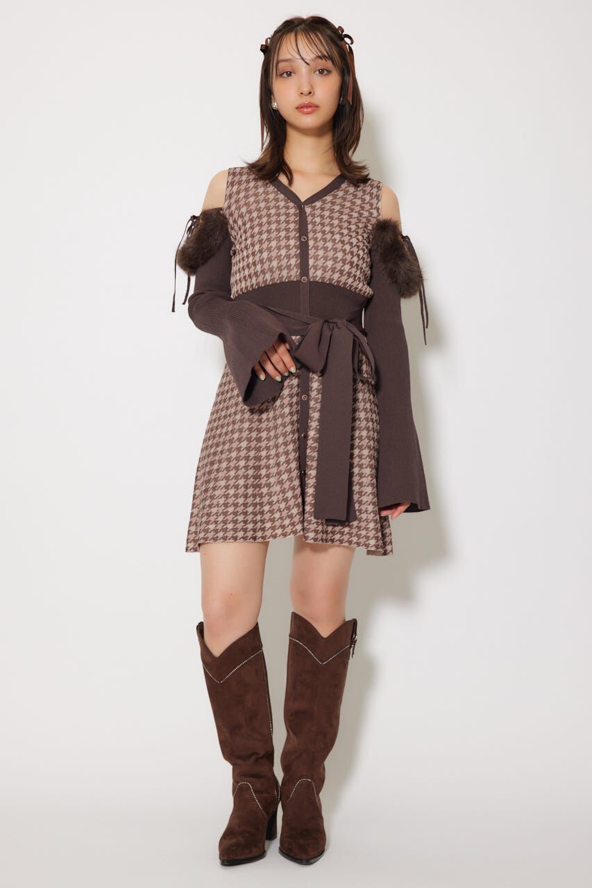 rienda「many wayフェイクファージャガードミニニットワンピース」|ワンピース|