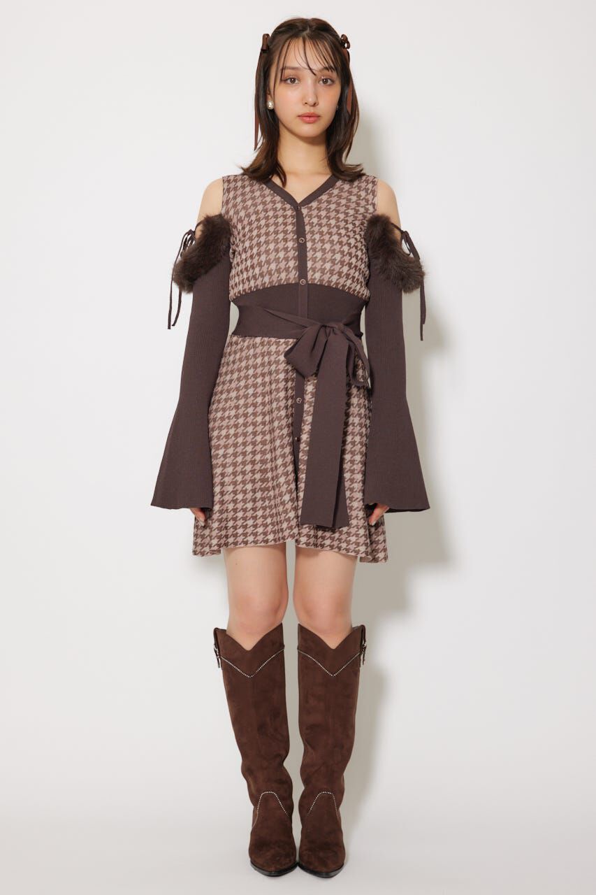 rienda「many wayフェイクファージャガードミニニットワンピース」|ワンピース|