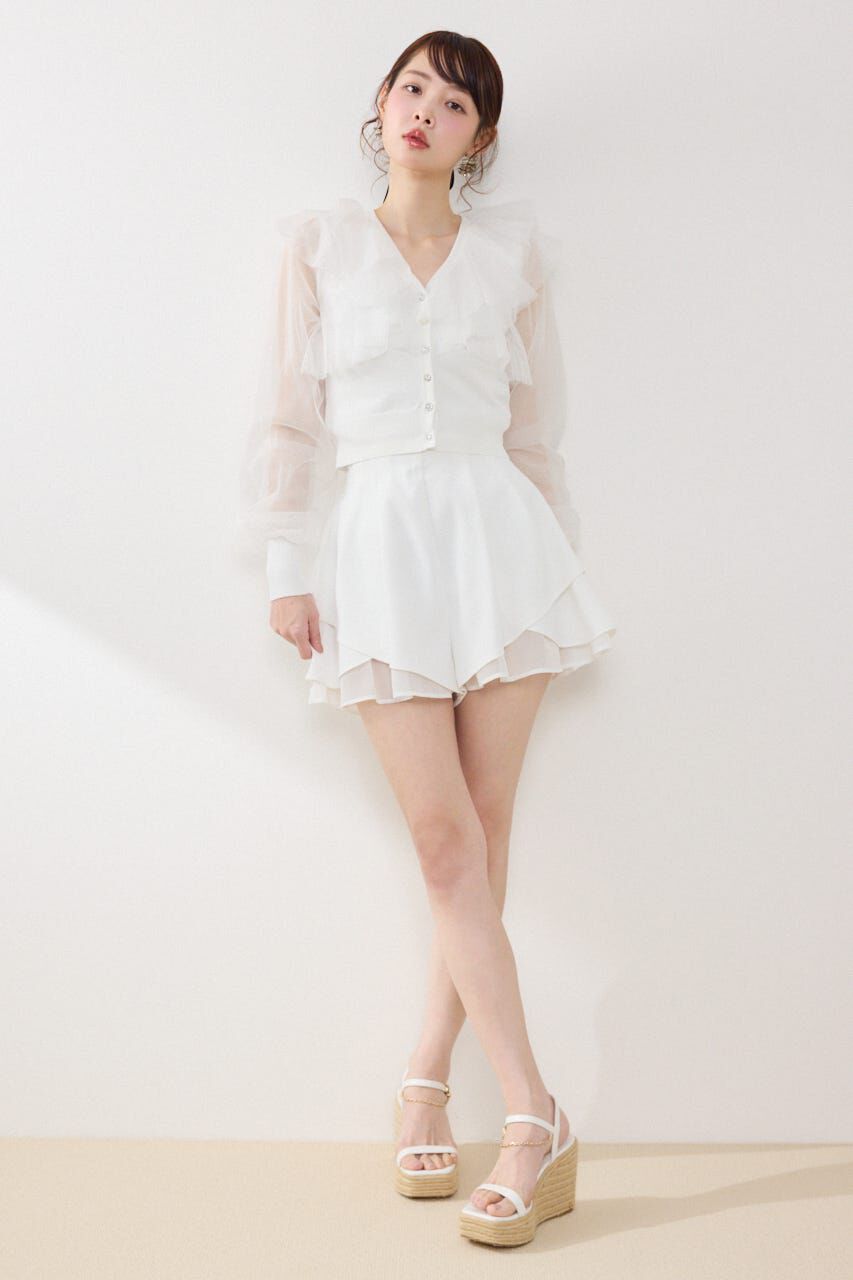 rienda「チュールフリルシアーニットカーディガン」|カーディガン|