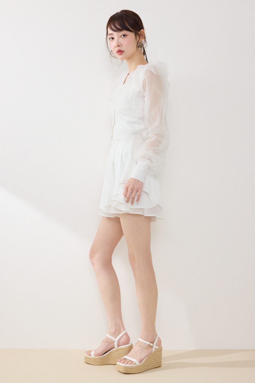 rienda「チュールフリルシアーニットカーディガン」|カーディガン|