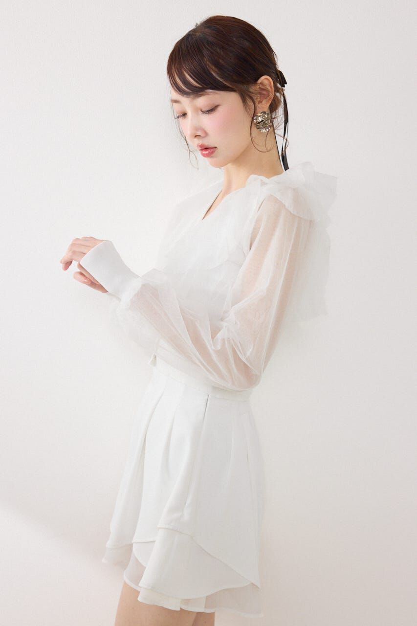 rienda「チュールフリルシアーニットカーディガン」|カーディガン|