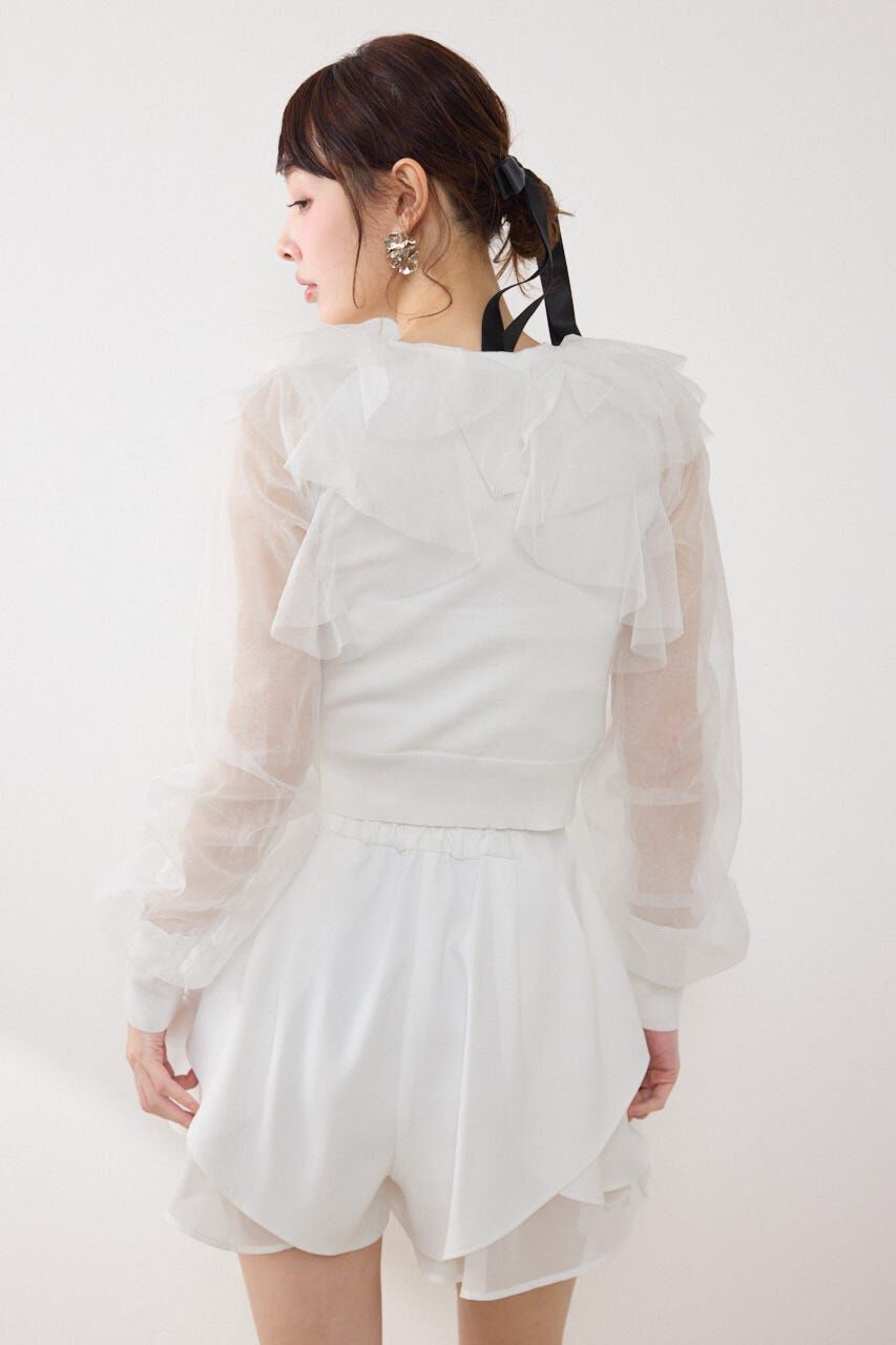 rienda「チュールフリルシアーニットカーディガン」|カーディガン|