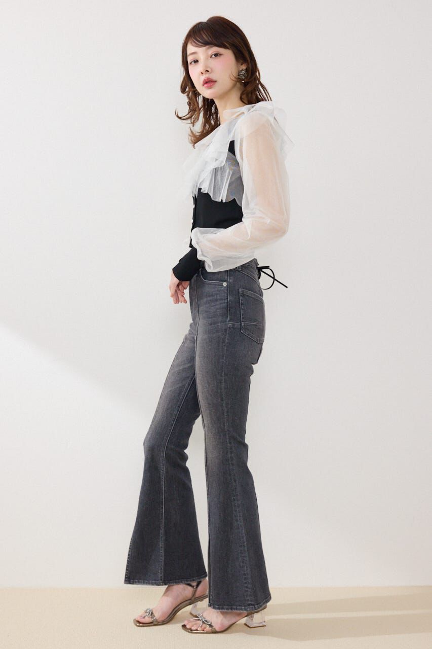 rienda「チュールフリルシアーニットカーディガン」|カーディガン|