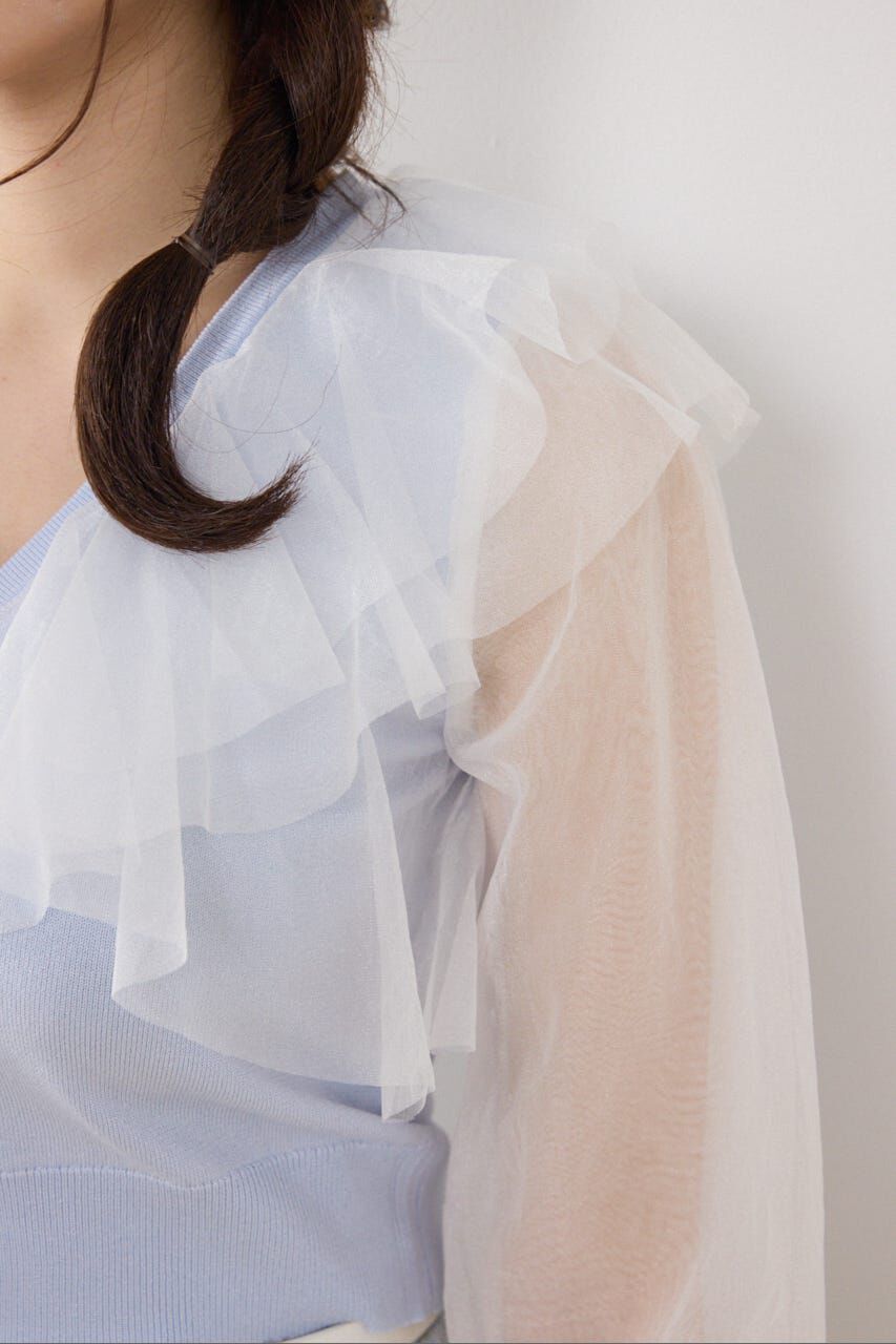 rienda「チュールフリルシアーニットカーディガン」|カーディガン|