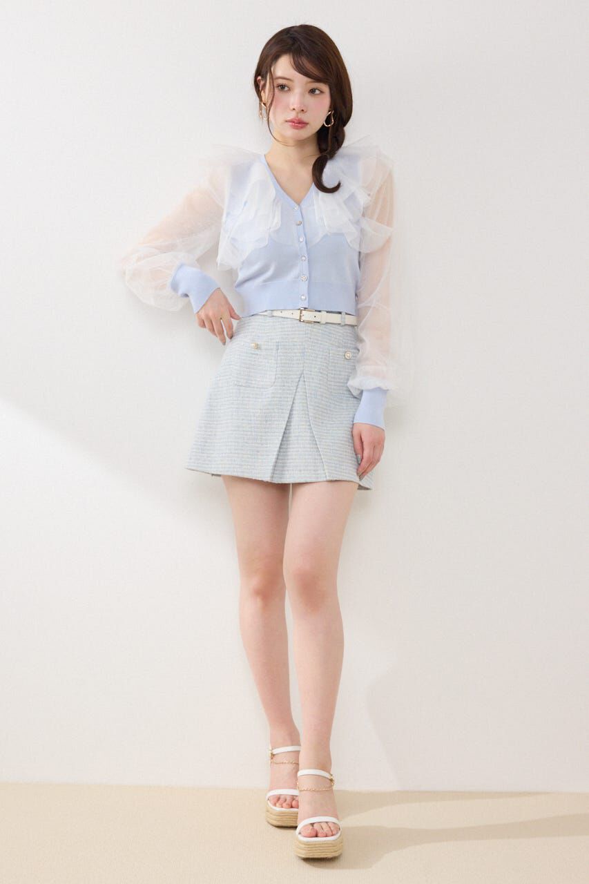 rienda「チュールフリルシアーニットカーディガン」|カーディガン|