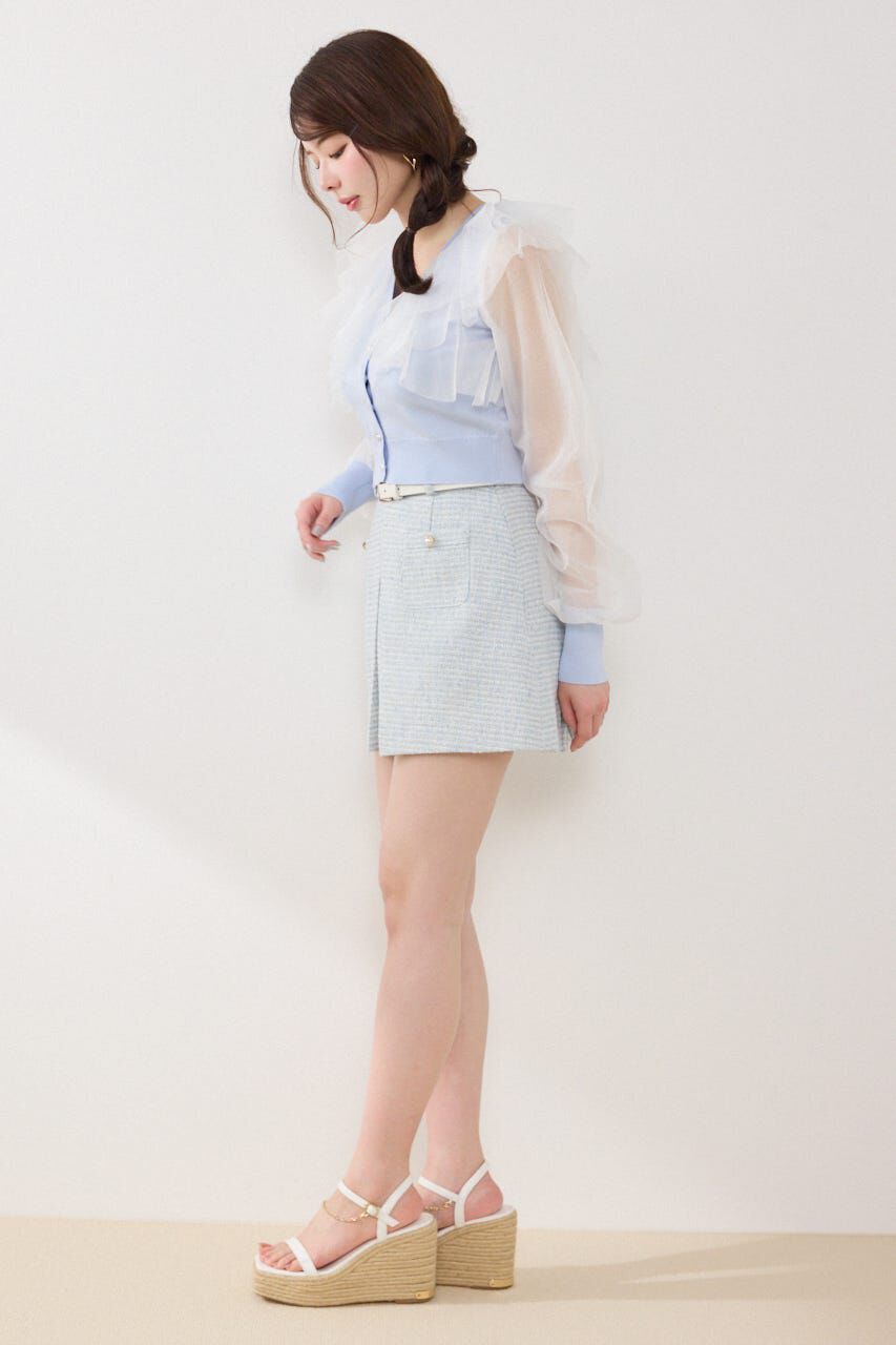 rienda「チュールフリルシアーニットカーディガン」|カーディガン|