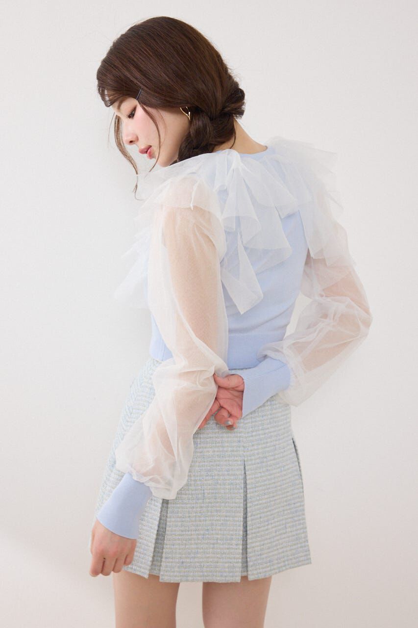 rienda「チュールフリルシアーニットカーディガン」|カーディガン|