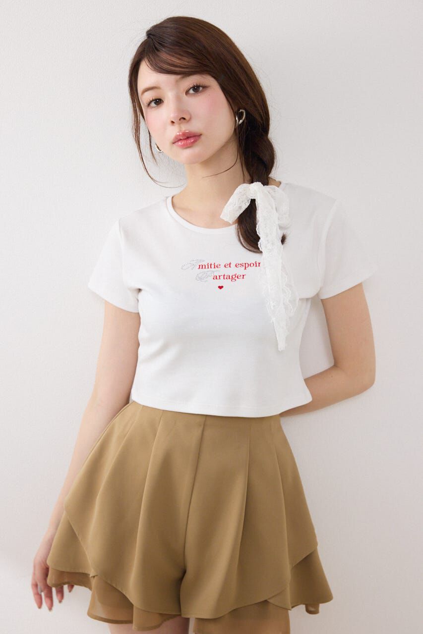 rienda「ラインストーンコンパクトロゴTシャツ」|Tシャツ・カットソー|