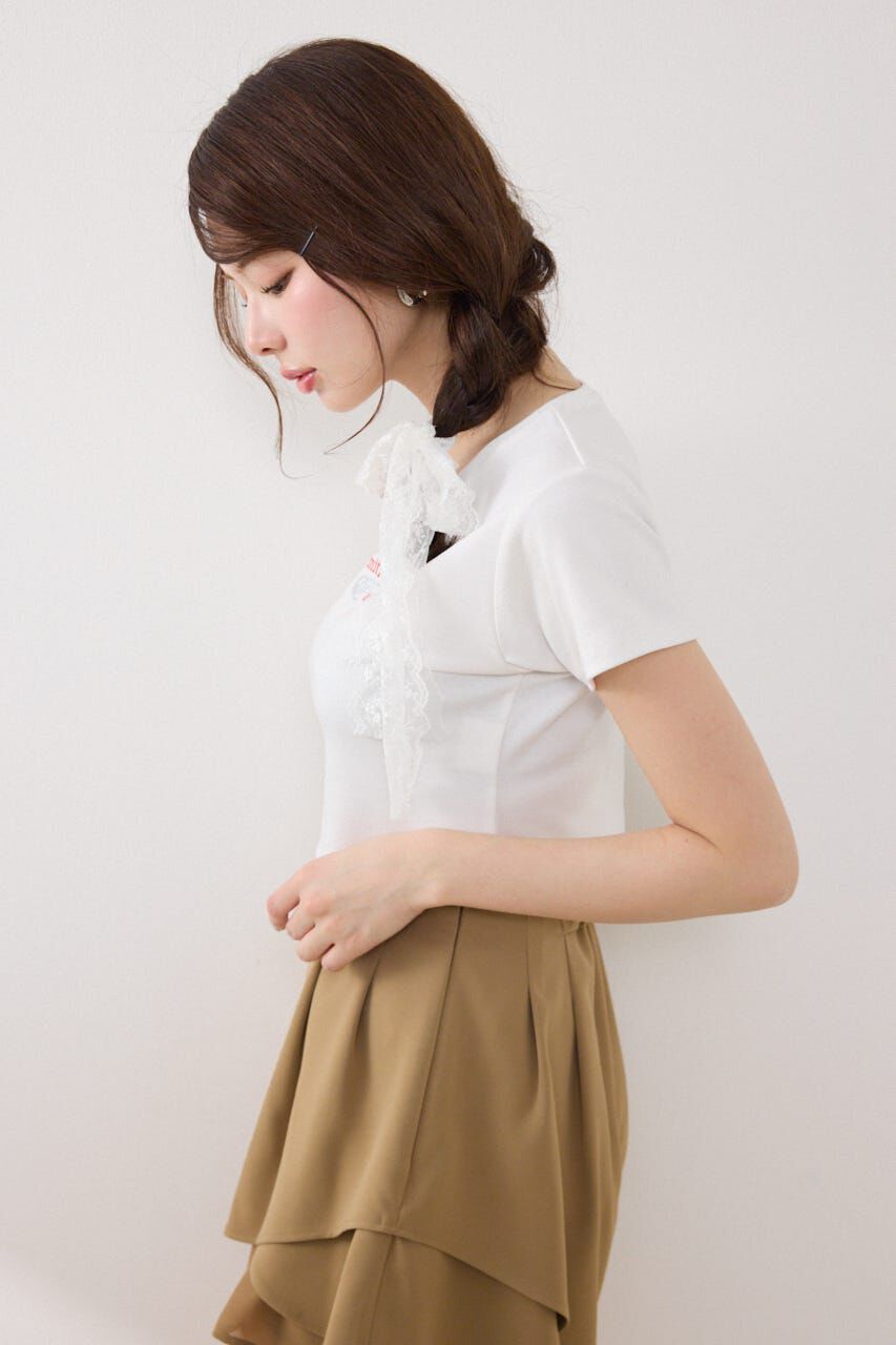 rienda「ラインストーンコンパクトロゴTシャツ」|Tシャツ・カットソー|