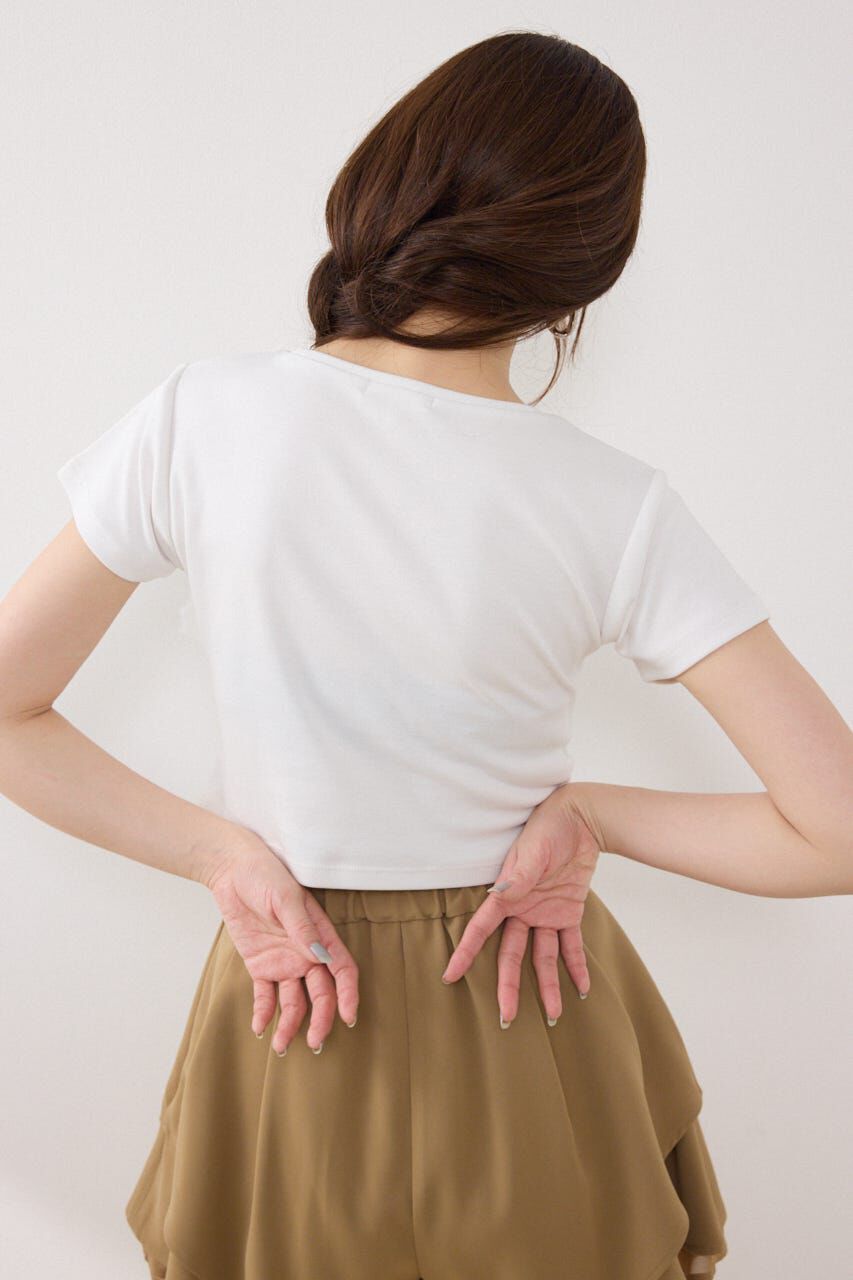 rienda「ラインストーンコンパクトロゴTシャツ」|Tシャツ・カットソー|