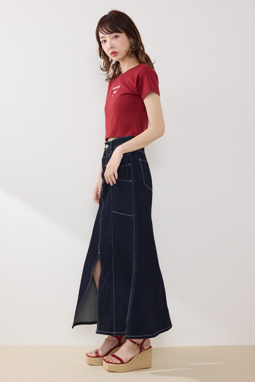 rienda「ラインストーンコンパクトロゴTシャツ」|Tシャツ・カットソー|