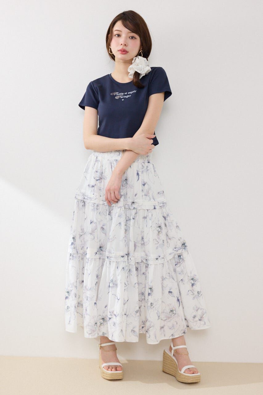 rienda「ラインストーンコンパクトロゴTシャツ」|Tシャツ・カットソー|