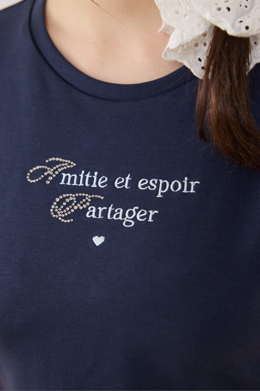 rienda「ラインストーンコンパクトロゴTシャツ」|Tシャツ・カットソー|