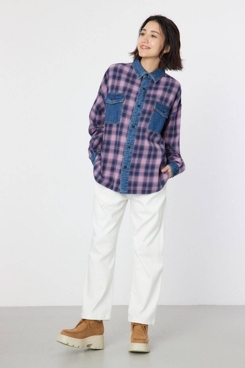 RODEO CROWNS「デニムドッキングチェックシャツ」|シャツ・ブラウス|