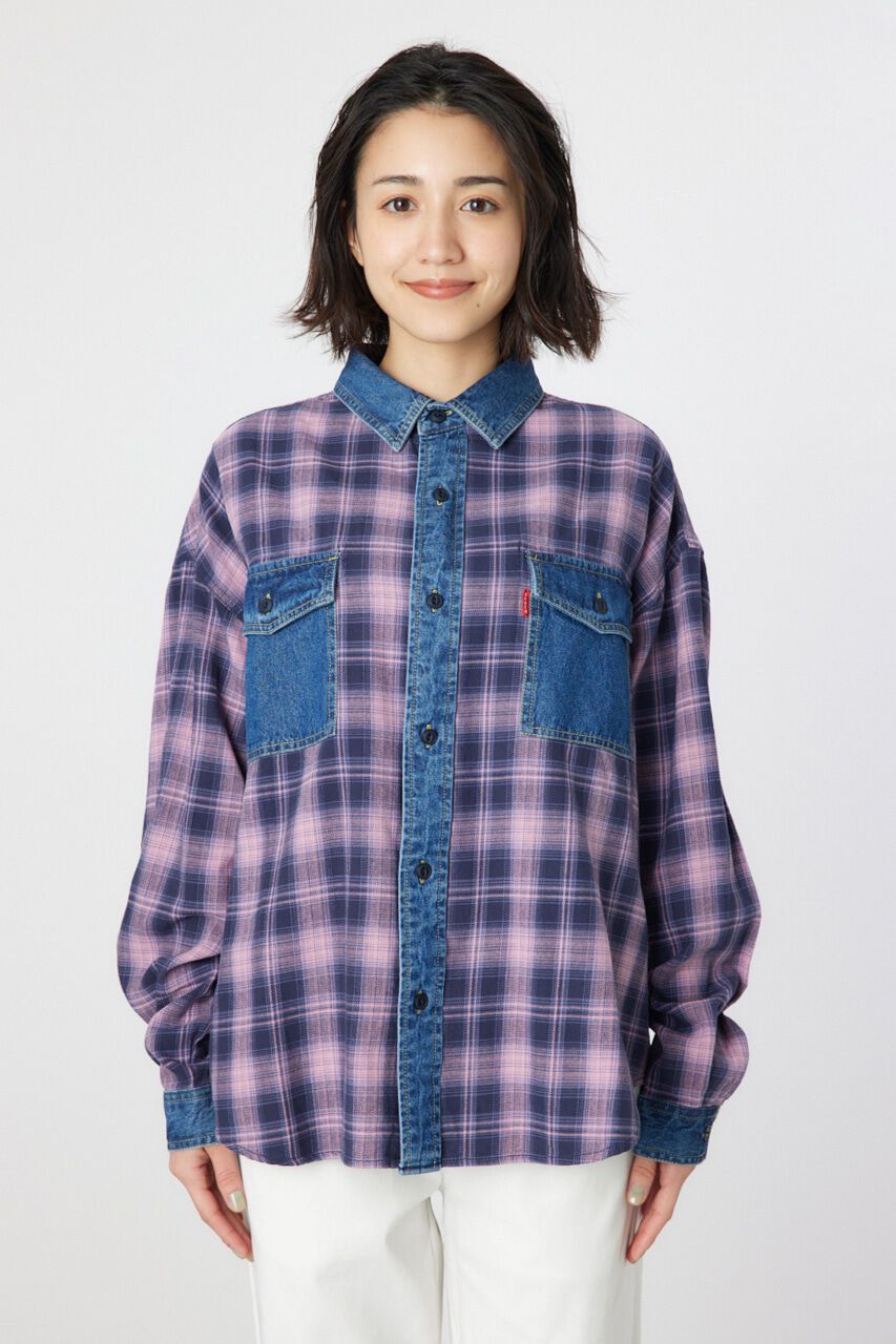 RODEO CROWNS「デニムドッキングチェックシャツ」|シャツ・ブラウス|