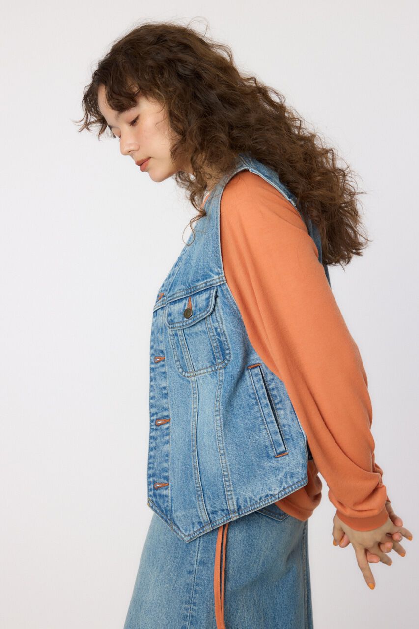 RODEO CROWNS「V CUT デニムベスト」|ダウンベスト・ベスト|