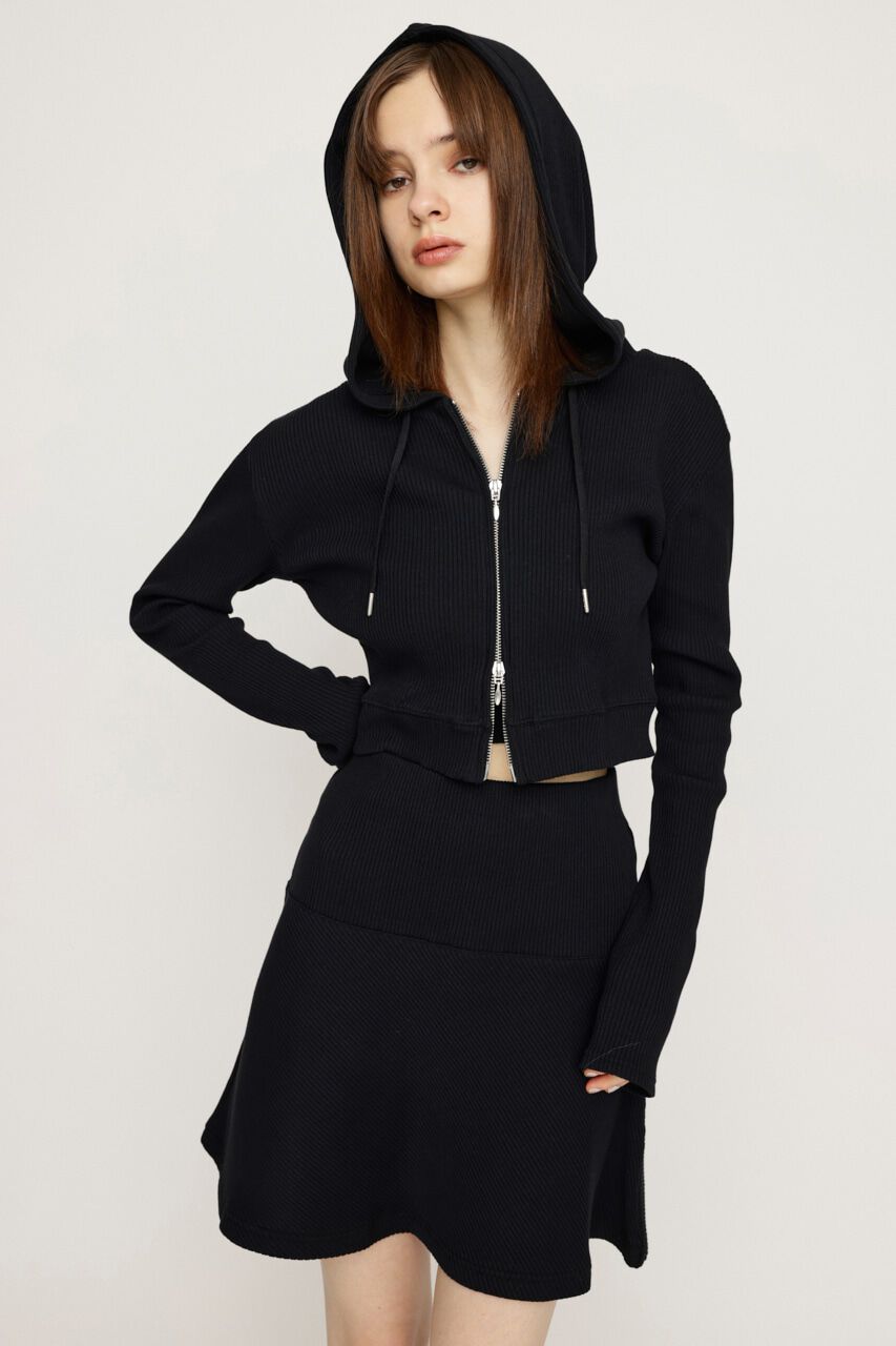 SLY「CROPPED HOODIE FLARE SK 2P」|ワンピース|BLK