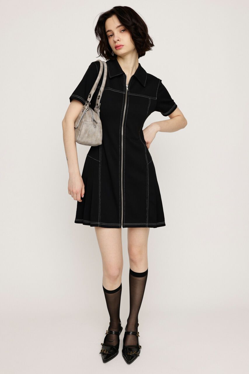SLY「FRONT ZIP SIDE PLEATS ショートワンピース」|ワンピース|